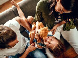family in home