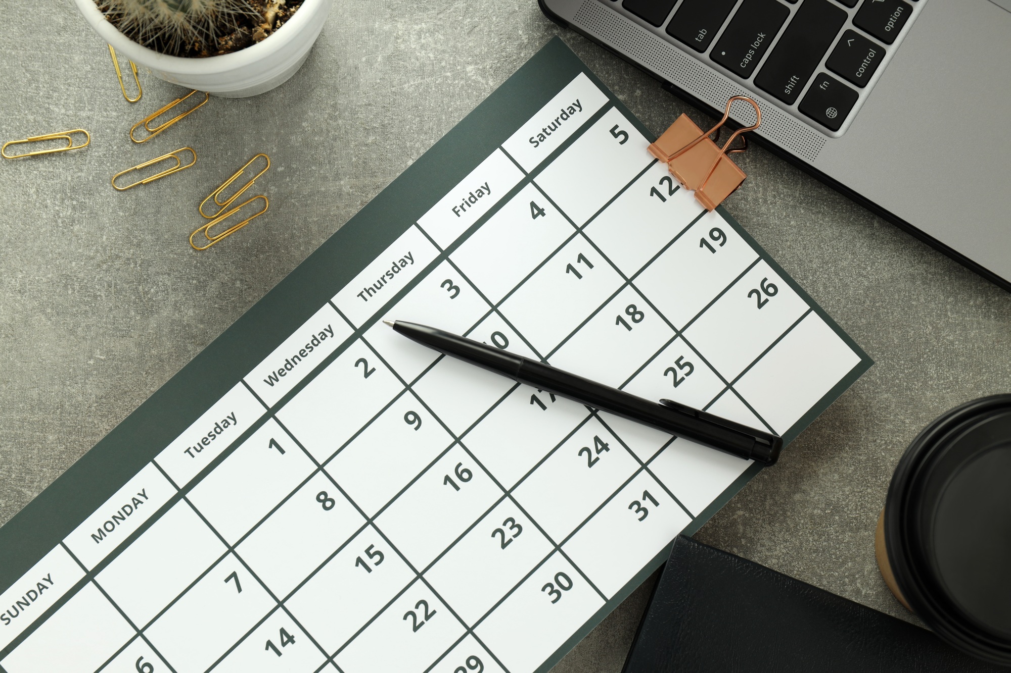 Concept of event planning and work planning, top view